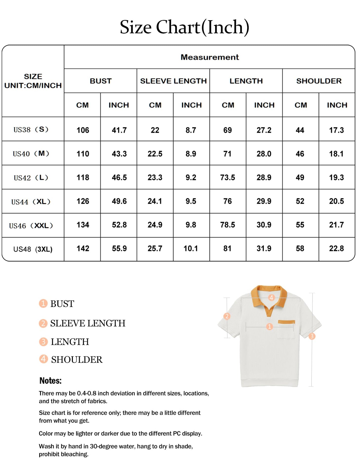 Men's Knit Polo Shirts Casual Short Sleeve V Neck Golf Shirts for Men Waffle Texture Contrast Color Design with Pocket